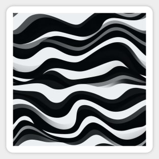 Monochrome Waves: Modern Abstract Ebb and Flow Sticker